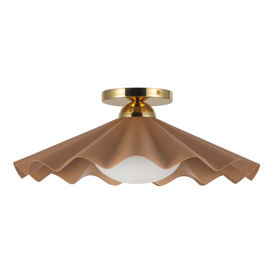 Kuzco Furrow 16" Red Semi-Flush Mount, Peach