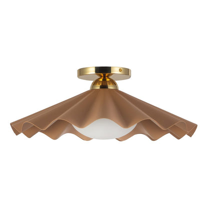 Kuzco Furrow 16" Red Semi-Flush Mount, Peach
