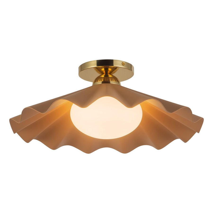 Kuzco Furrow 16" Red Semi-Flush Mount, Peach