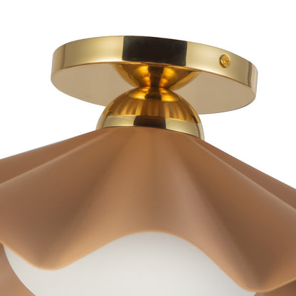 Kuzco Furrow 16" Red Semi-Flush Mount, Peach