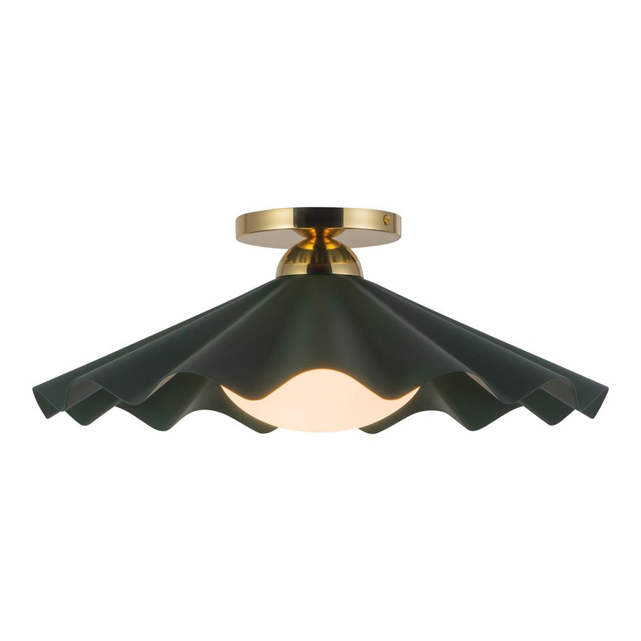 Kuzco Furrow 16" Green Semi-Flush Mount, Pine Green - SF354016PGN