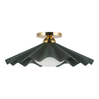 Kuzco Furrow 16" Green Semi-Flush Mount, Pine Green