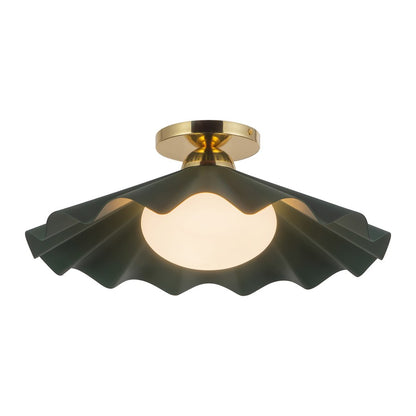 Kuzco Furrow 16" Green Semi-Flush Mount, Pine Green