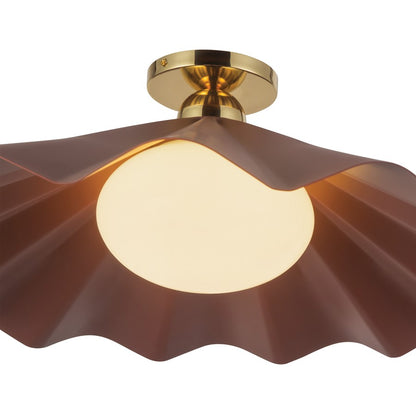 Kuzco Furrow 25" Red Semi-Flush Mount, Burgundy