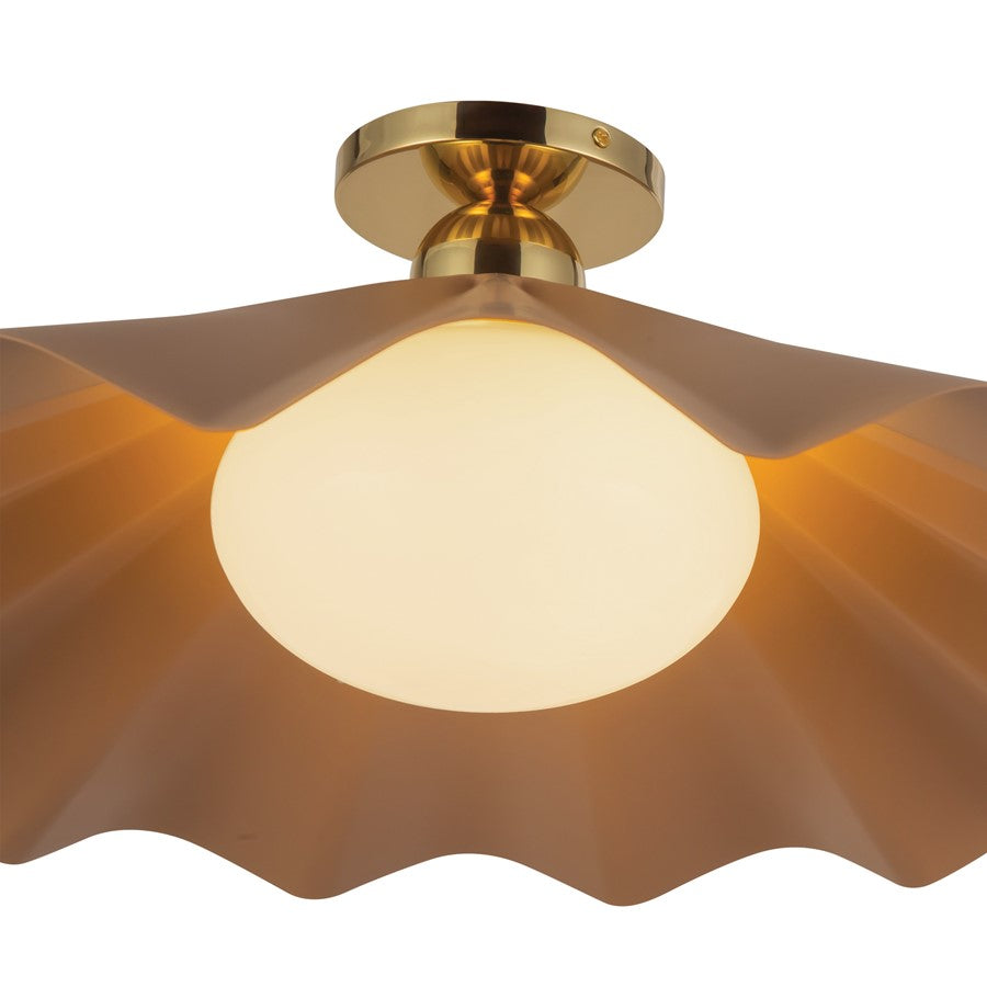 Kuzco Furrow 25" Red Semi-Flush Mount, Peach