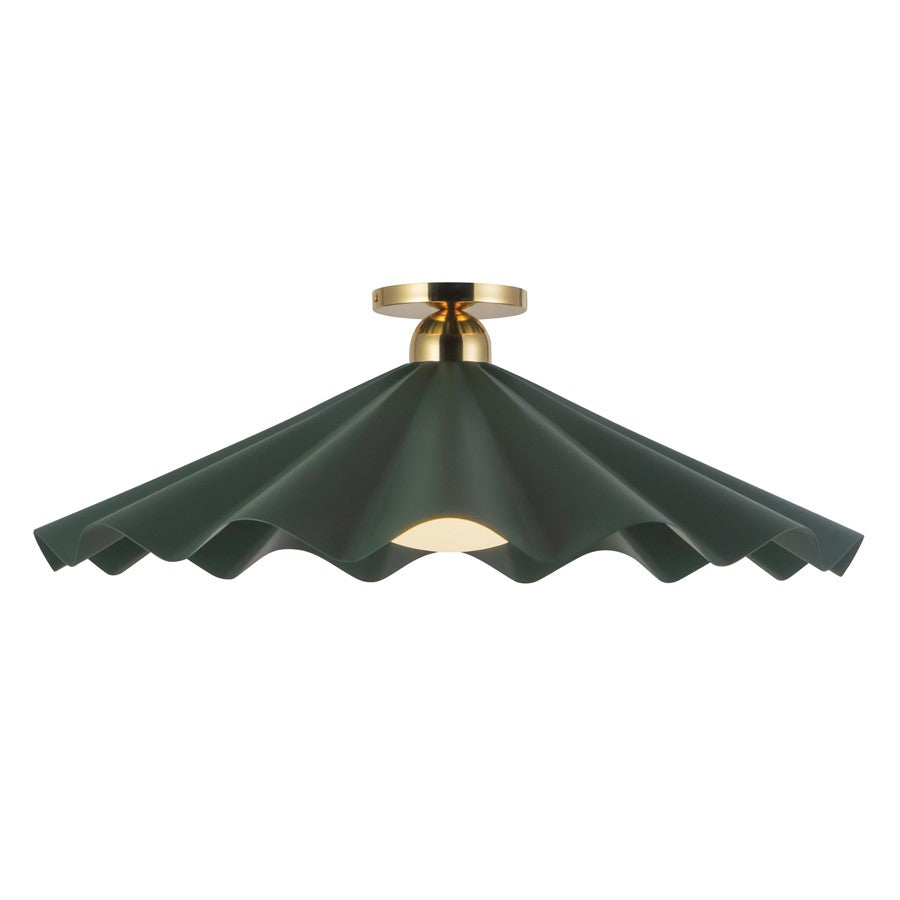 Kuzco Furrow 25" Green Semi-Flush Mount, Pine Green