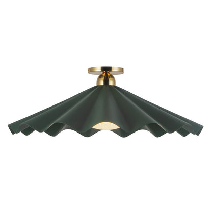 Kuzco Furrow 25" Green Semi-Flush Mount, Pine Green