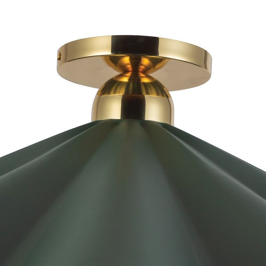 Kuzco Furrow 25" Green Semi-Flush Mount, Pine Green