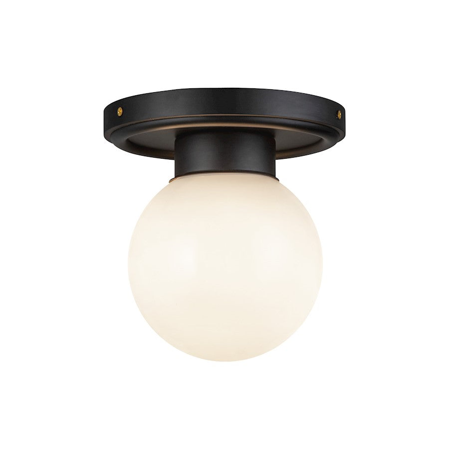 Alora Mood Fiore 1 Light 6" Semi-Flush, Matte Black/Glossy Opal - SF407306MBGO