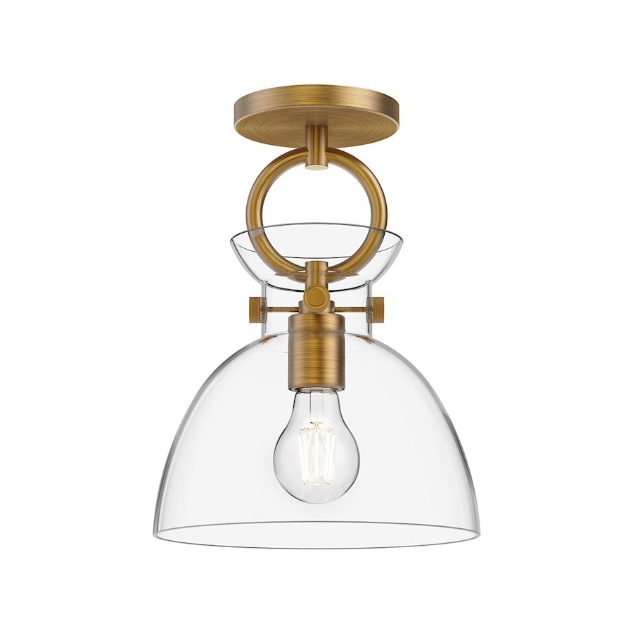 Alora Mood Waldo 1Lt 9" Semi Flush Mount, Gold/Clear - SF411809AGCL