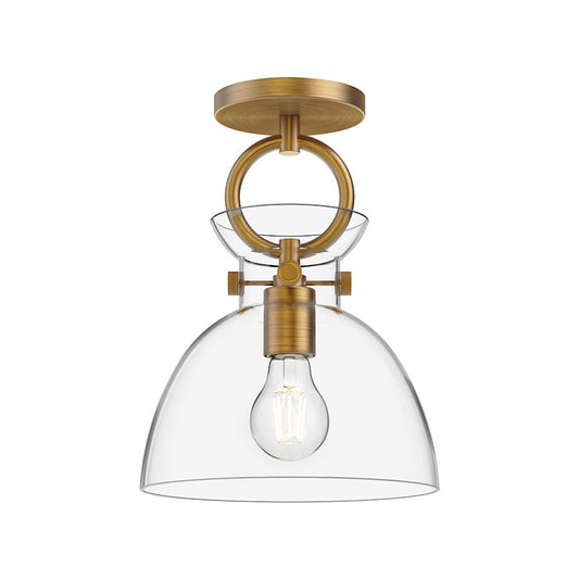 Alora Mood Waldo 1Lt 9" Semi Flush Mount, Gold/Clear - SF411809AGCL