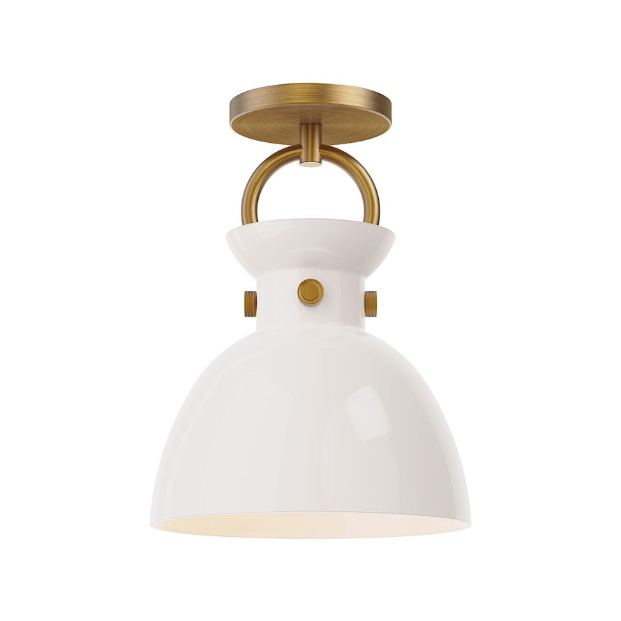 Alora Mood Waldo 1Lt 9" Semi Flush Mount, Gold/Glossy Opal - SF411809AGGO