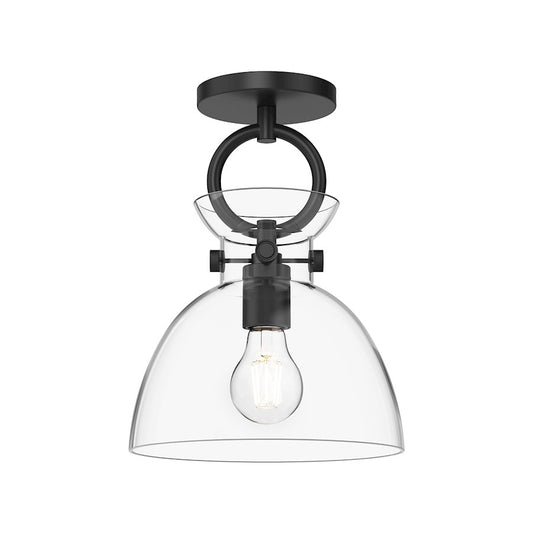 Alora Mood Waldo 1Lt 9" Semi Flush Mount, Black/Clear - SF411809MBCL