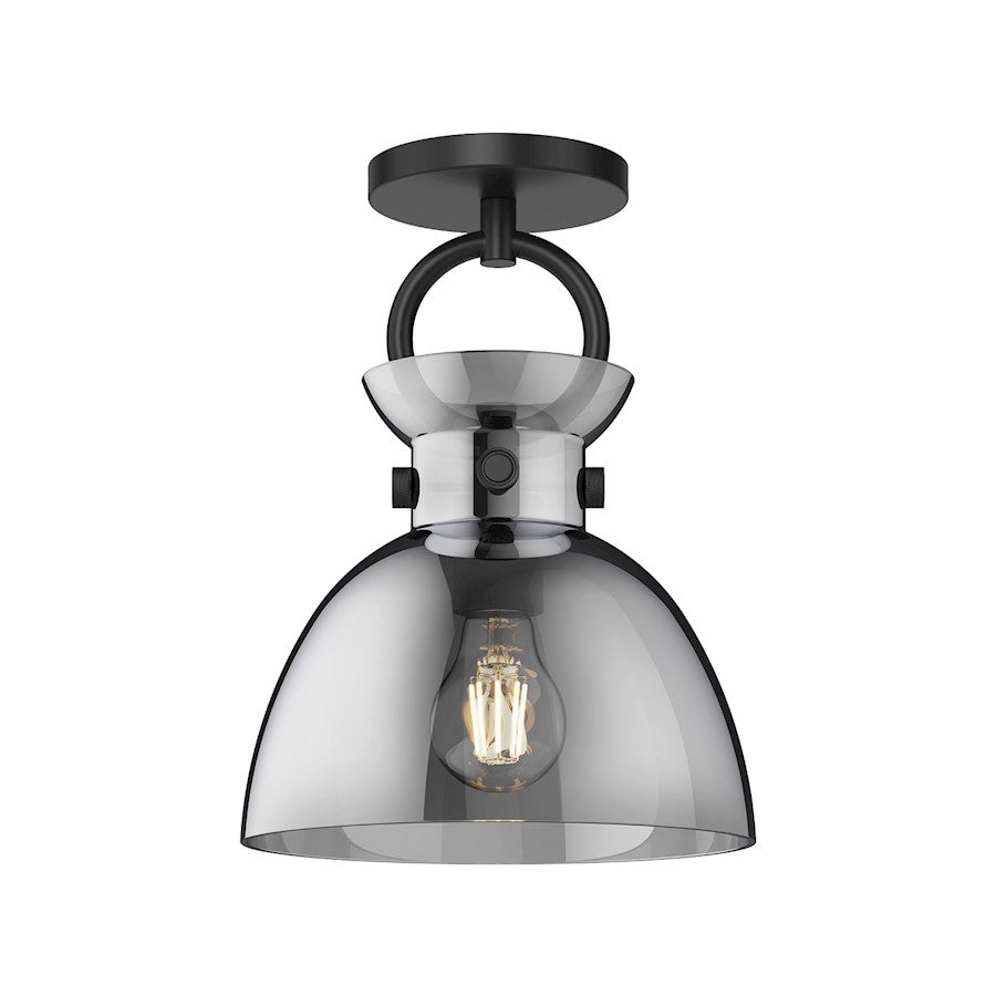 Alora Mood Waldo 1Lt 9" Semi Flush Mount, Black/Smoked - SF411809MBSM