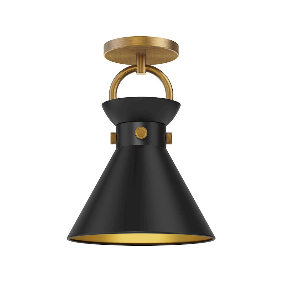 Alora Mood Emerson 1 Light 9" Semi Flush Mount, Gold/Black - SF412009AGMB