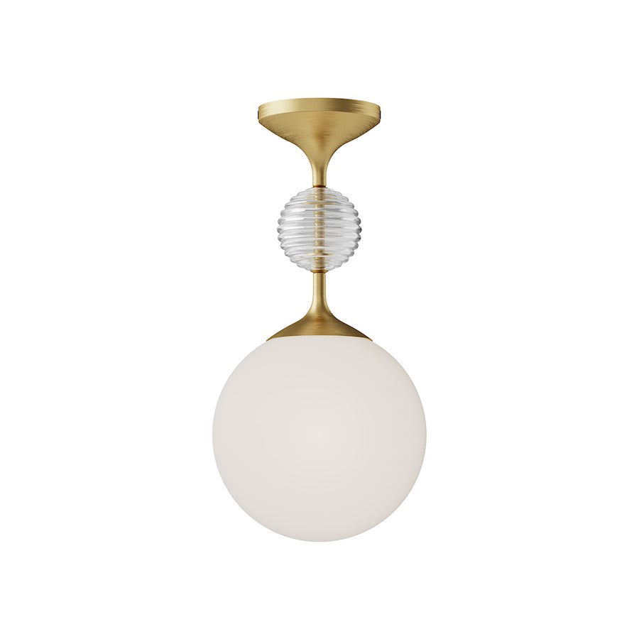 Alora Mood Celia 1Lt 8" Semi Flush Mount, Gold/Opal/Clear Ribbed - SF415308BGOP