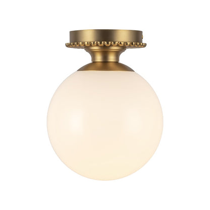 Kuzco Otis 8" Socket Semi-Flush Mount, Gold/Glossy Opal Glass - SF430108BGGO