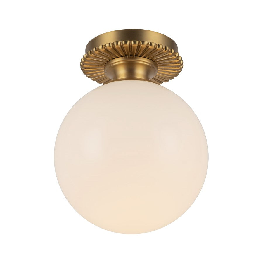 Kuzco Otis 8" Socket Semi-Flush Mount, Gold/Glossy Opal Glass