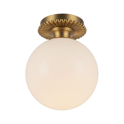 Kuzco Otis 8" Socket Semi-Flush Mount, Gold/Glossy Opal Glass
