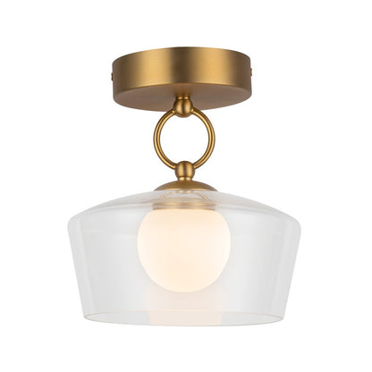 Kuzco Leota 8" LED Semi-Flush Mount, Gold/Clear Glass