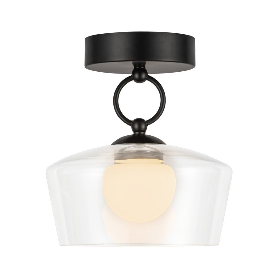 Kuzco Leota 8" LED Semi-Flush Mount, Black/Clear Glass - SF443308MBCL-UNV