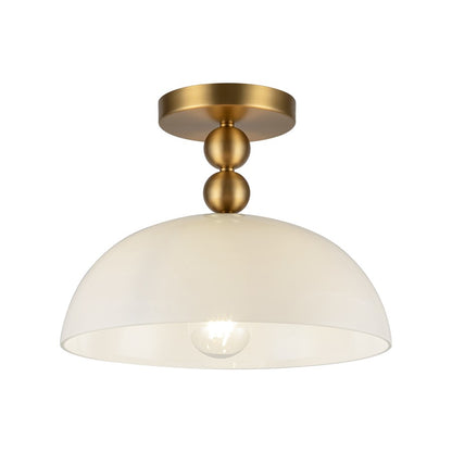 Kuzco Paisley 12" Socket Semi-Flush Mount, Gold/Glossy Opal Glass - SF459012BGGO