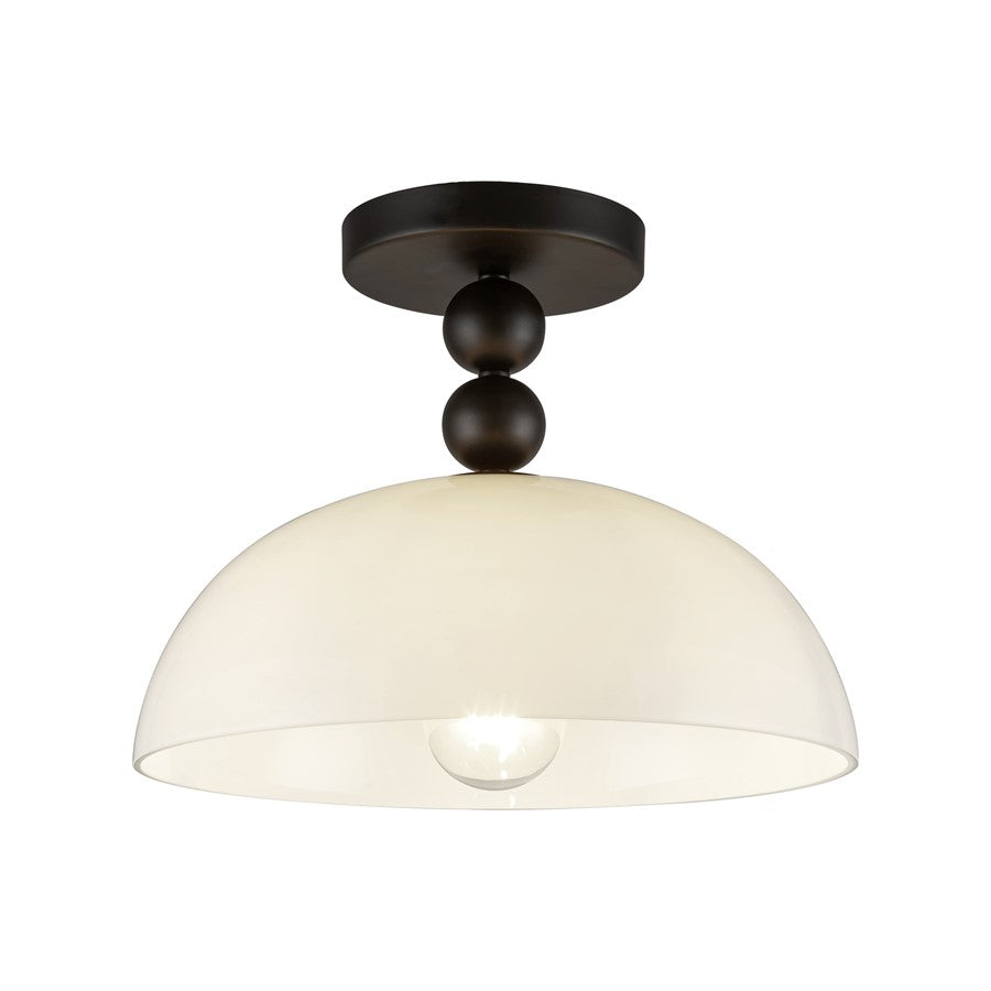 Kuzco Paisley 12" Socket Semi-Flush Mount, Black/Glossy Opal - SF459012MBGO