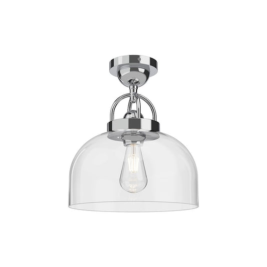 Alora Mood Lancaster 1 Light 12" Semi Flush Mount, Chrome/Clear - SF461101CH