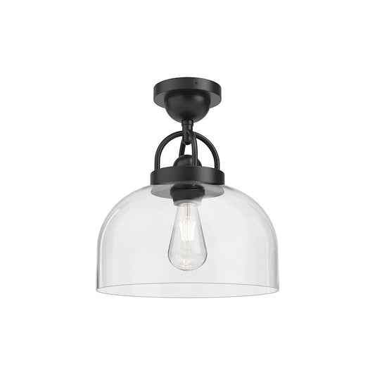 Alora Mood Lancaster 1 Light 12" Semi Flush Mount, Black/Clear - SF461101MB