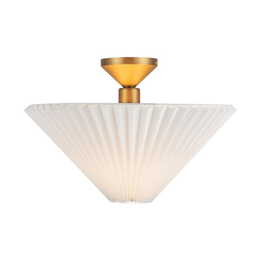 Kuzco Bridgette 16" Socket Semi-Flush, Gold/Folded White/Pleated - SF497016BGFW