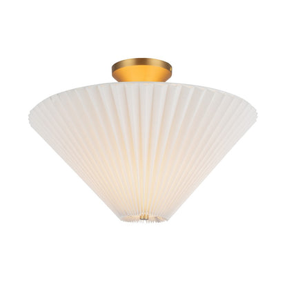Kuzco Bridgette 16" Socket Semi-Flush, Gold/Folded White/Pleated