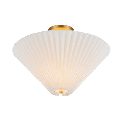 Kuzco Bridgette 16" Socket Semi-Flush, Gold/Folded White/Pleated