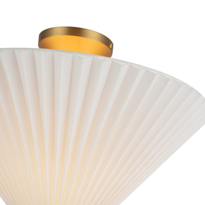 Kuzco Bridgette 16" Socket Semi-Flush, Gold/Folded White/Pleated