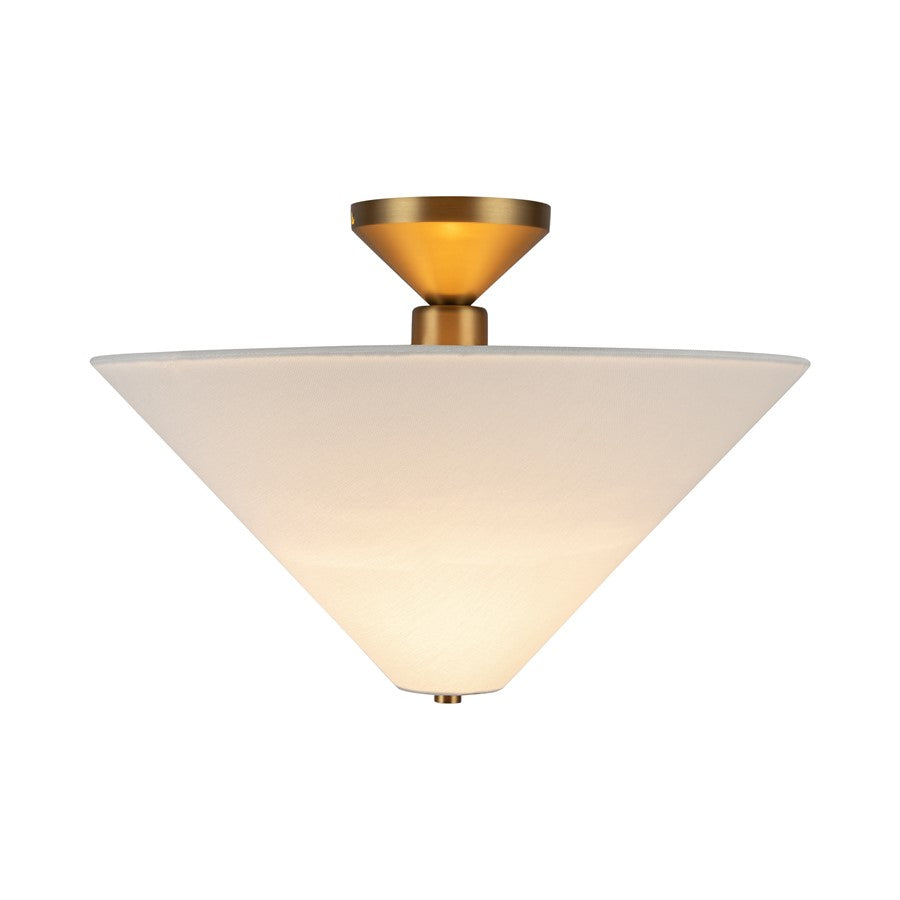 Kuzco Bridgette 16" Socket Semi-Flush Mount, Gold/White Linen - SF497016BGWL