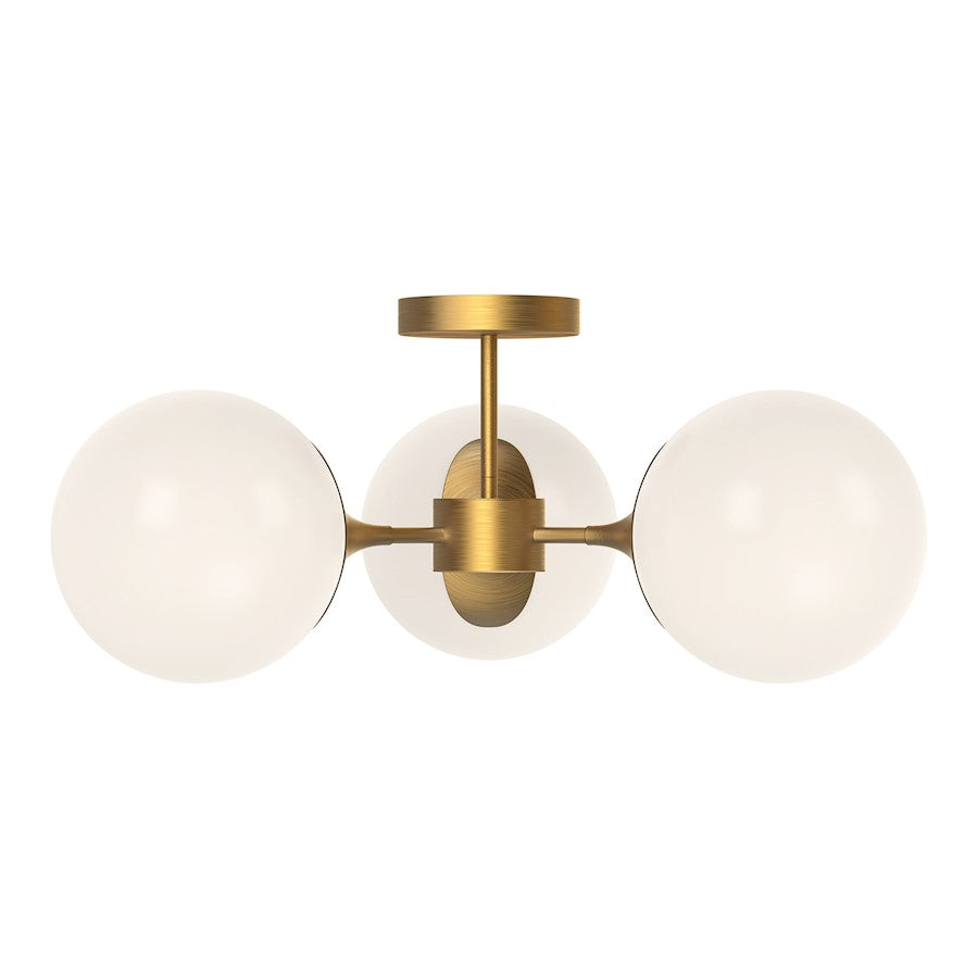 Alora Mood Nouveau 3 Light 26" Semi Flush Mount, Gold/Opal/Opal - SF505326AGOP