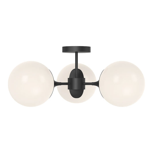 Alora Mood Nouveau 3 Light 26" Semi Flush Mount, Black/Opal/Opal - SF505326MBOP