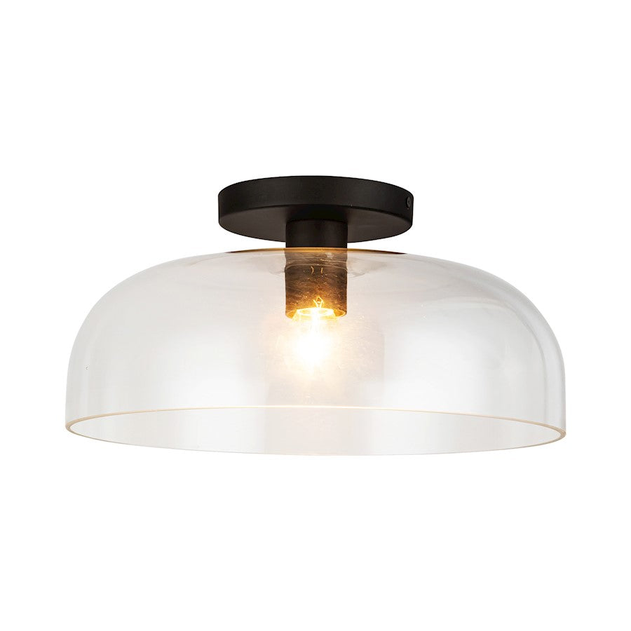 Alora Mood Sylvia 1 Light 12" Semi-Flush, Matte Black/Clear/Clear - SF515712MBCL