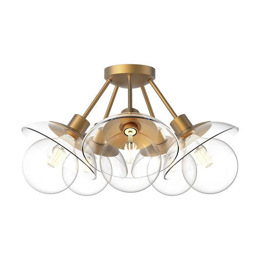 Alora Mood Francesca 5Lt 20" Semi Flush Mount, Gold/Clear/Clear - SF517220AGCL