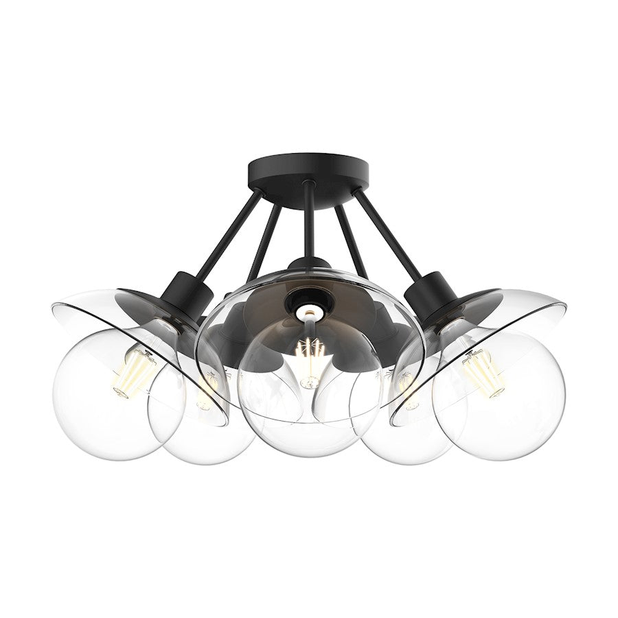 Alora Mood Francesca 5Lt 20" Semi Flush Mount, Clear/Black/Clear - SF517220MBCL