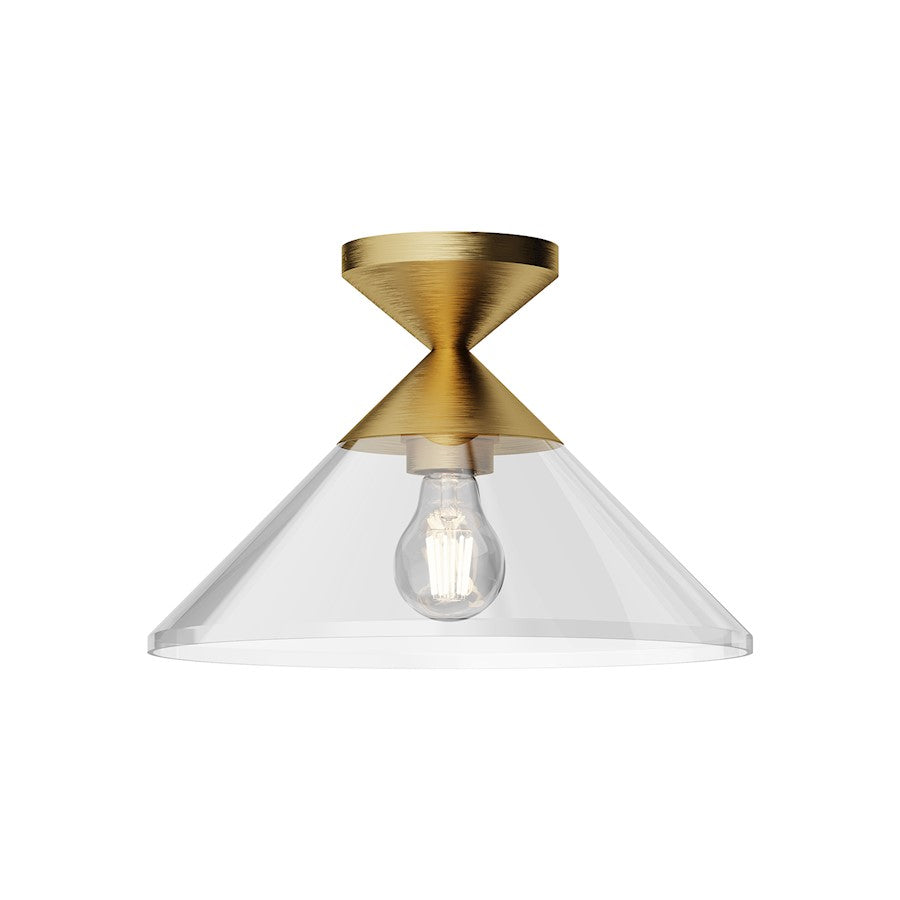 Alora Mood Mauer 1 Light 12" Semi Flush Mount, Gold/Clear/Smoked - SF521012BGCL