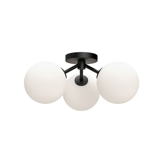 Alora Mood Cassia 3 Light 17" Semi Flush Mount, Black/Opal/Clear - SF549315MBOP