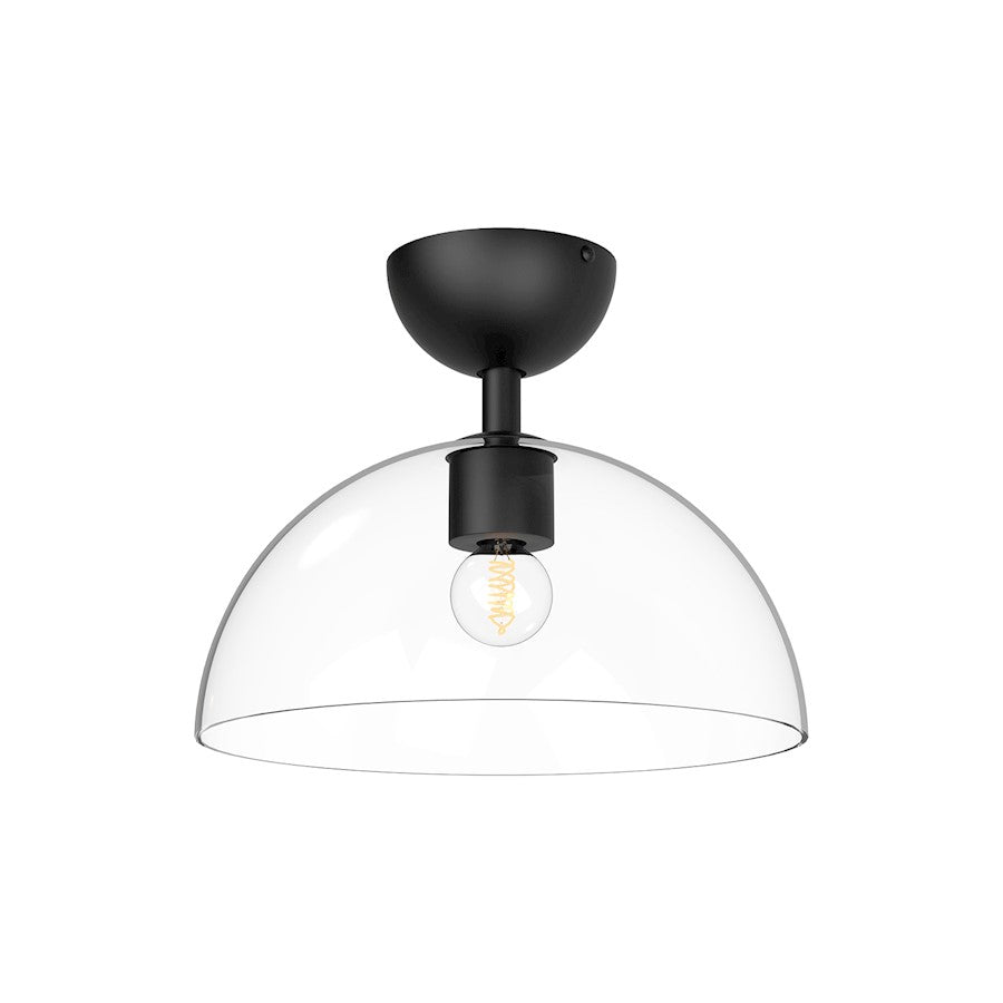 Alora Mood Jude 1 Light 12" Semi Flush Mount, Clear/Black/Clear - SF563012MBCL