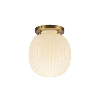 Kuzco Cherise 7" Socket Semi-Flush Mount, Gold/Glossy Opal Glass