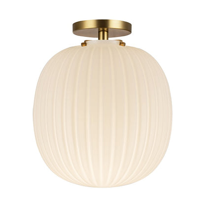 Kuzco Cherise 12" Socket Semi-Flush Mount, Gold/Glossy Opal Glass - SF579112BGGR