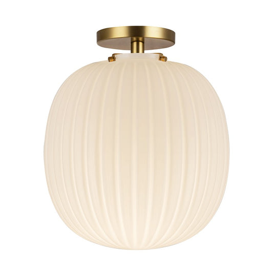 Kuzco Cherise 12" Socket Semi-Flush Mount, Gold/Glossy Opal Glass - SF579112BGGR