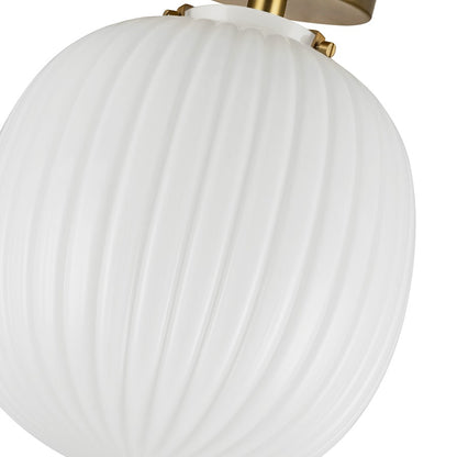Kuzco Cherise 12" Socket Semi-Flush Mount, Gold/Glossy Opal Glass