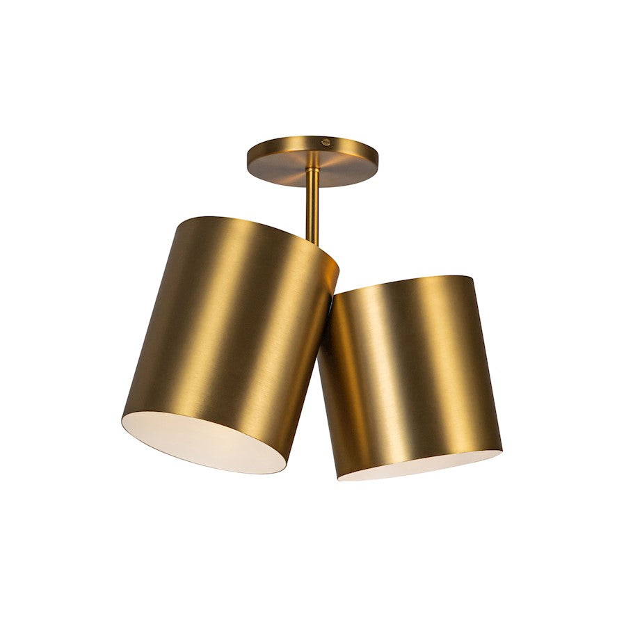 Kuzco Keiko 2 Light 14" Semi-Flush, Brushed Gold - SF58814-BG