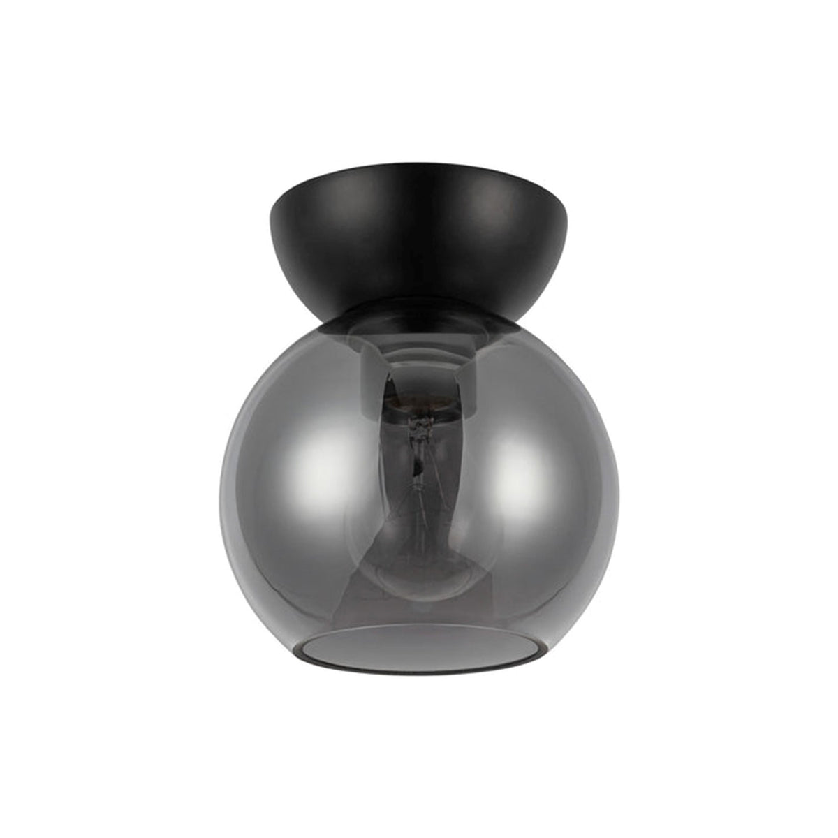 Kuzco Arcadia 6in 1-Light Semi Flush Mount | Industrial Black Steel and Smoked Glass | Entryway & Hallway Accent | 7 in H | Model SF59706-BK-SM