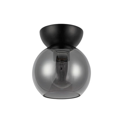 Kuzco Arcadia 6in 1-Light Semi Flush Mount | Industrial Black Steel and Smoked Glass | Entryway & Hallway Accent | 7 in H | Model SF59706-BK-SM
