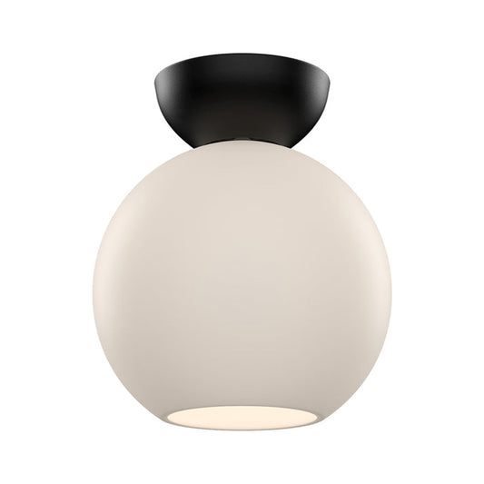 Kuzco Arcadia 8in 1-Light Semi-Flush Mount | Modern Black Steel and Opal Glass | Hallway & Bedroom | 7.9 x 9 in | Model SF59708-BK-OP